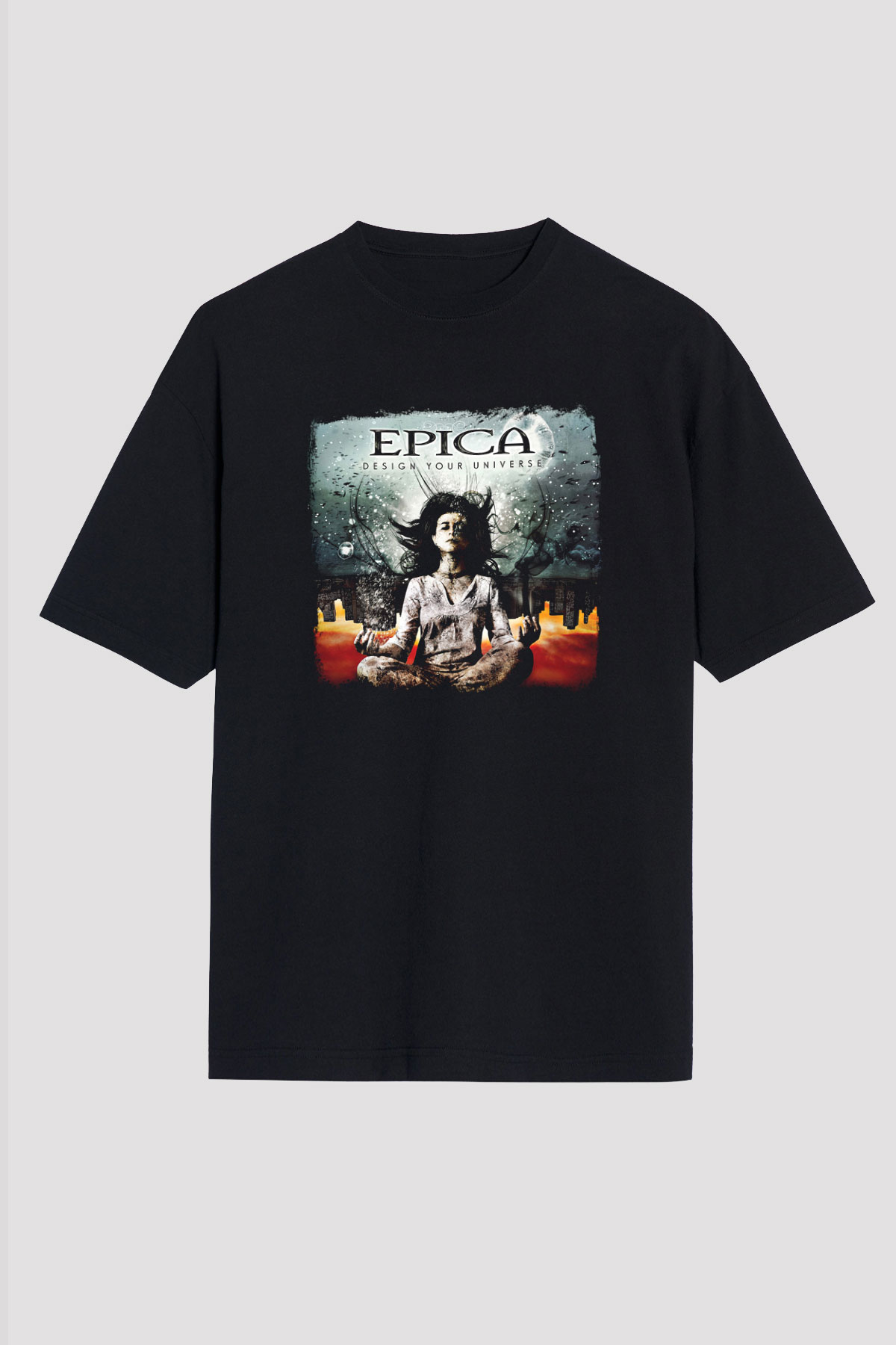 Epica Baskılı Unisex Siyah Oversize Tişört