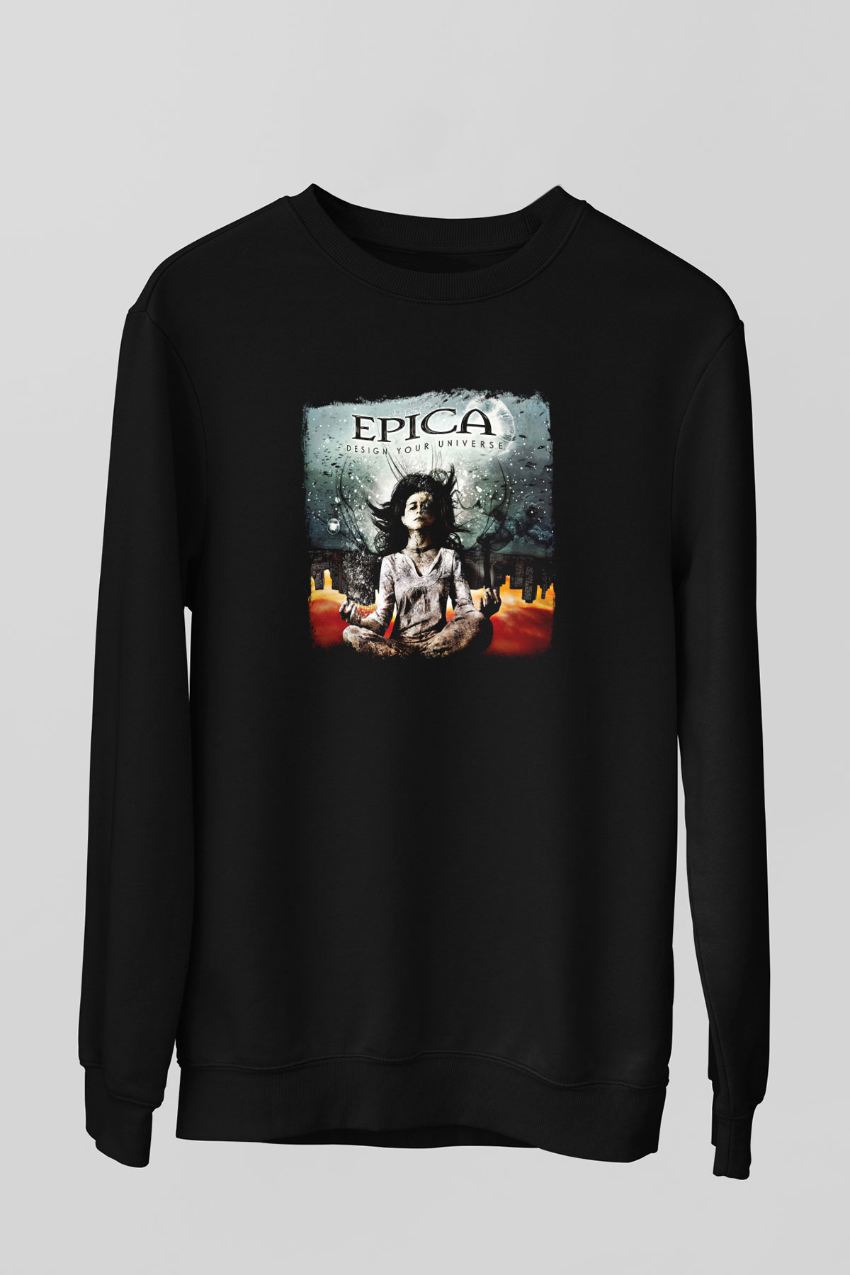 Epica Baskılı Unisex Siyah Sweatshirt