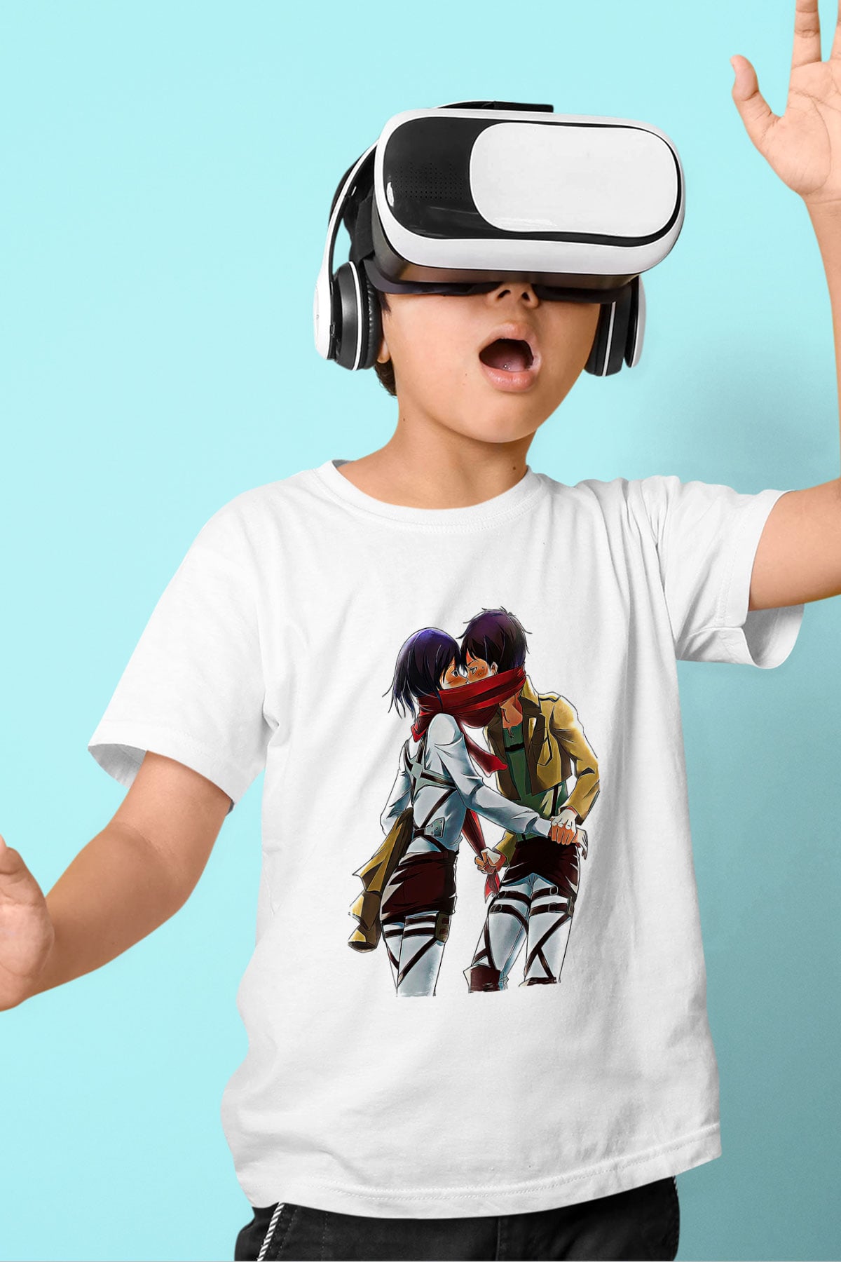 Eren Jaeger Baskılı Beyaz Unisex Beyaz Çocuk Tişört - Tshirt