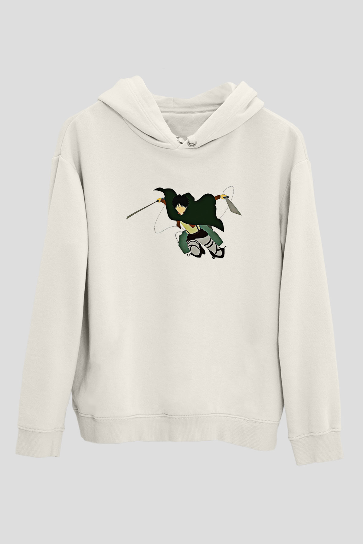 Eren Jaeger Baskılı Beyaz Unisex Hoodie