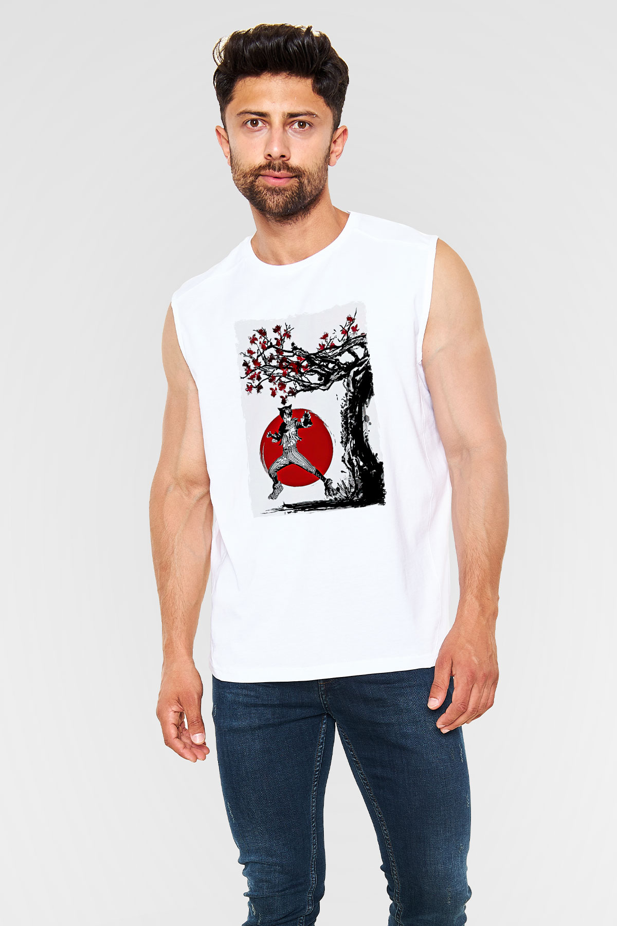 Eren Jaeger Baskılı Beyaz Unisex Kolsuz Tişört - Tshirt