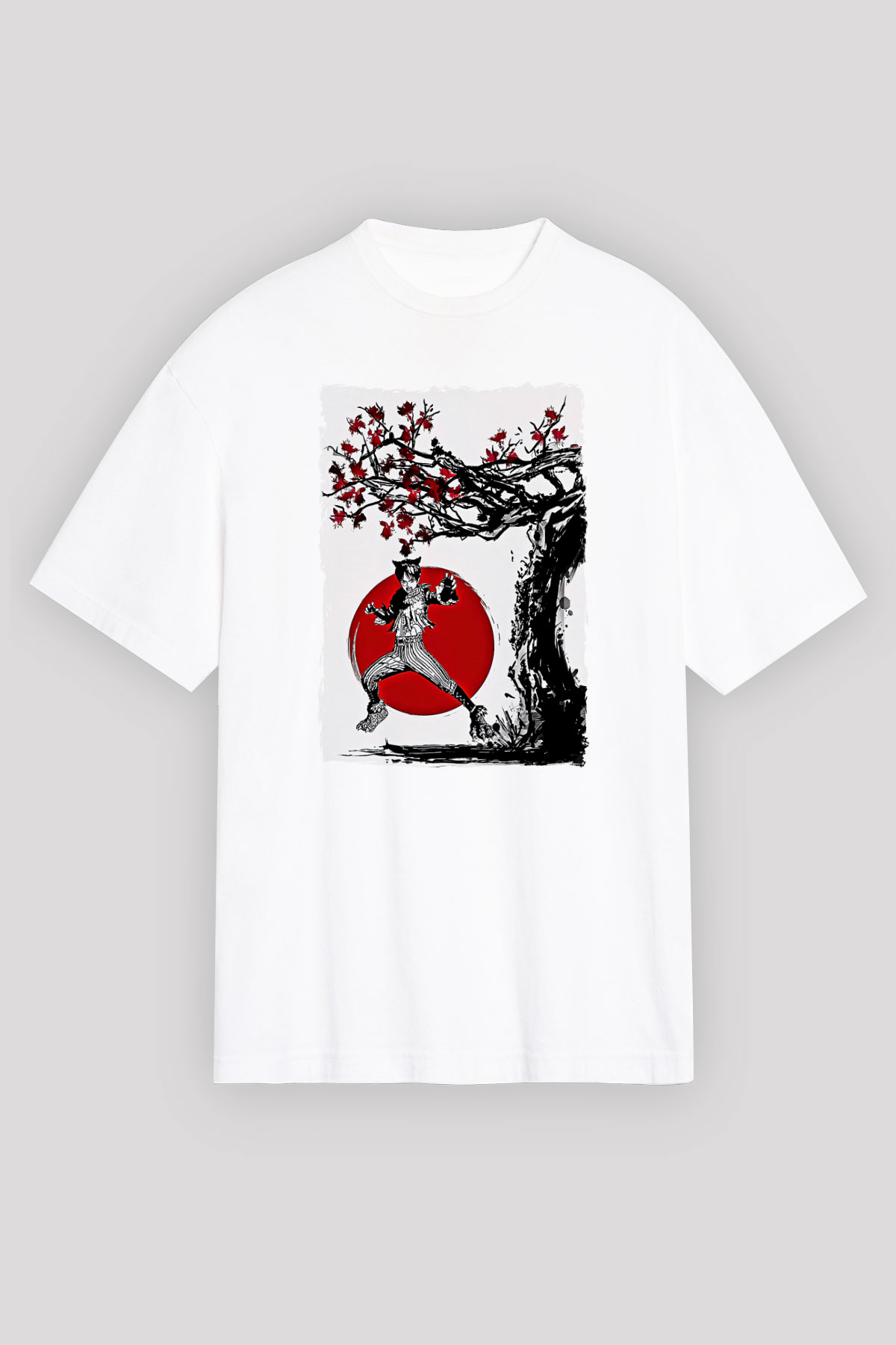 Eren Jaeger Baskılı Beyaz Unisex Oversize Tişört - Tshirt