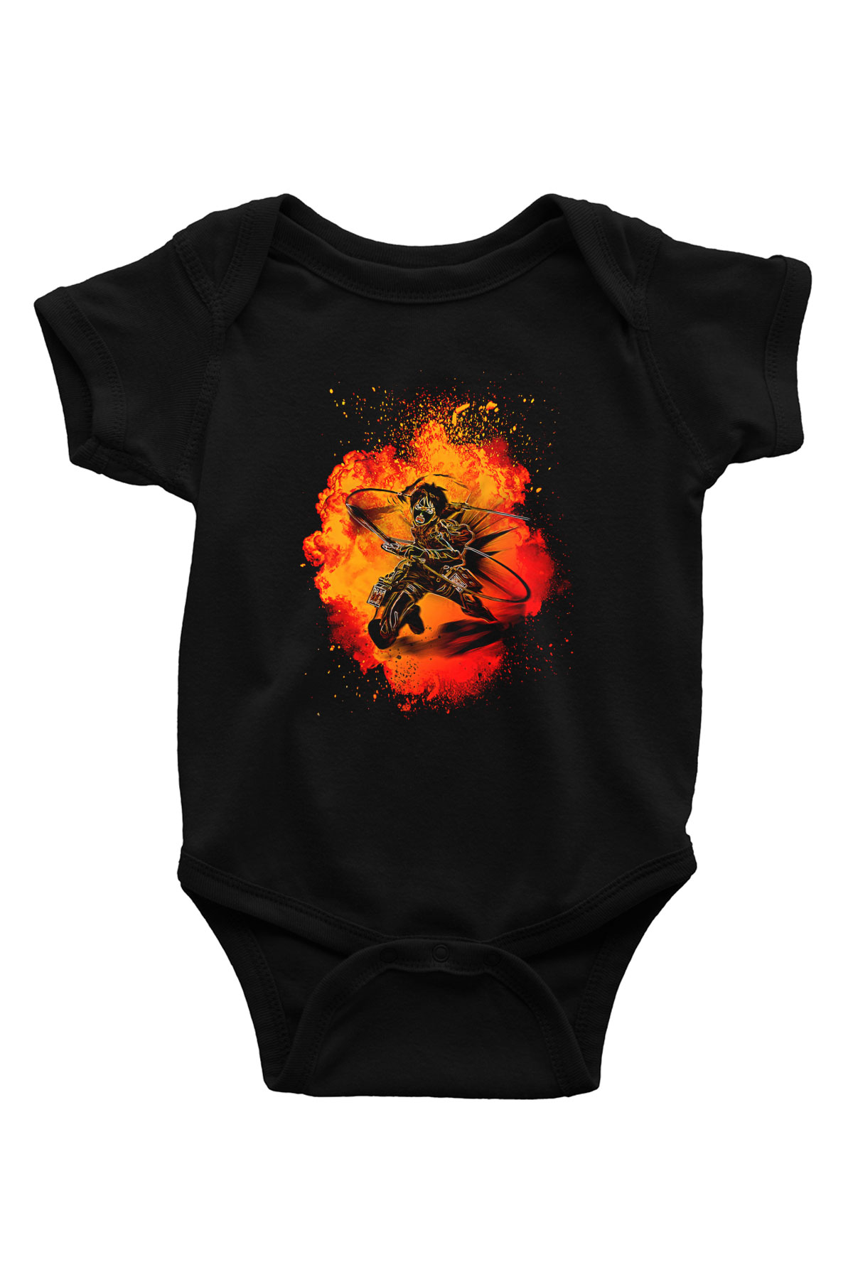 Eren Jaeger Baskılı Unisex Siyah Bebek Body - Zıbın