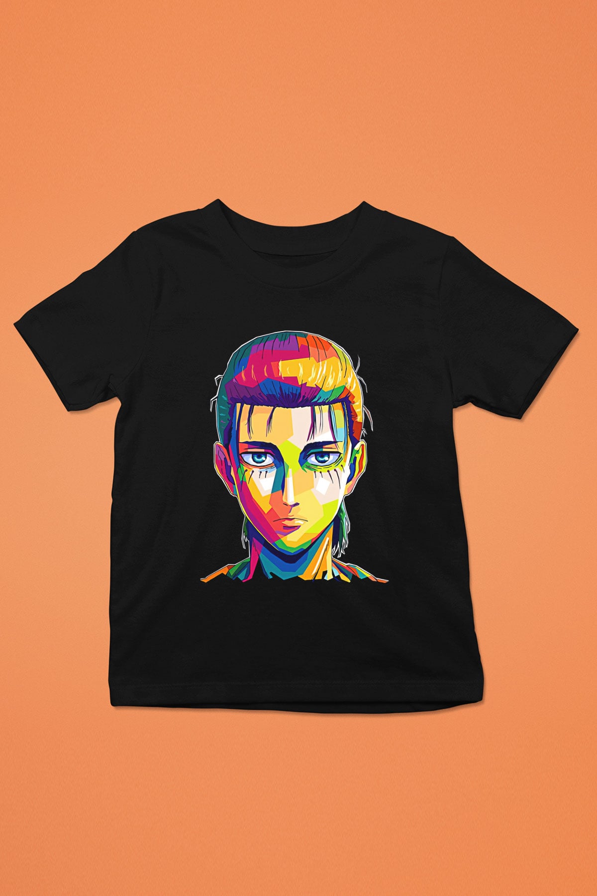 Eren Jaeger Baskılı Unisex Siyah Çocuk Tişört - Tshirt