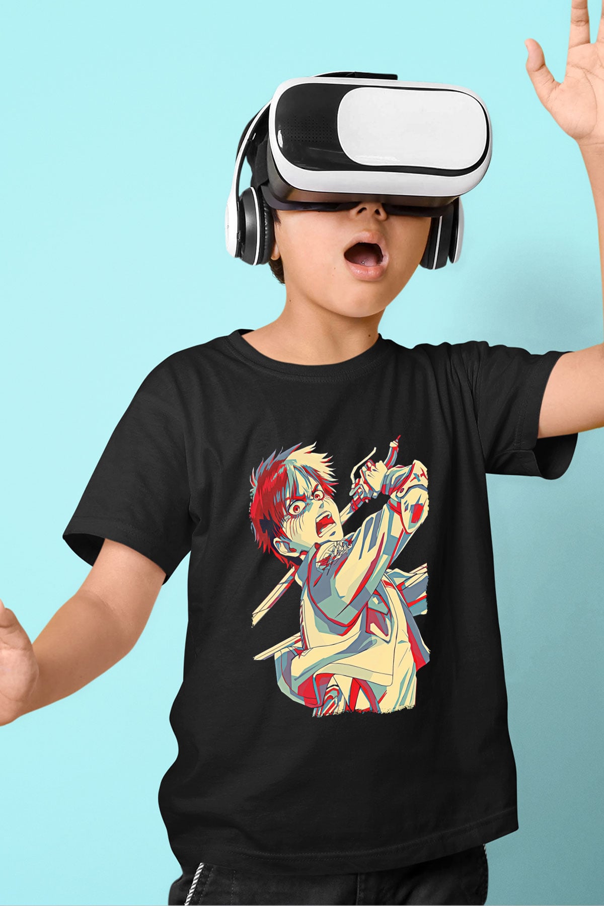Eren Jaeger Baskılı Unisex Siyah Çocuk Tişört - Tshirt
