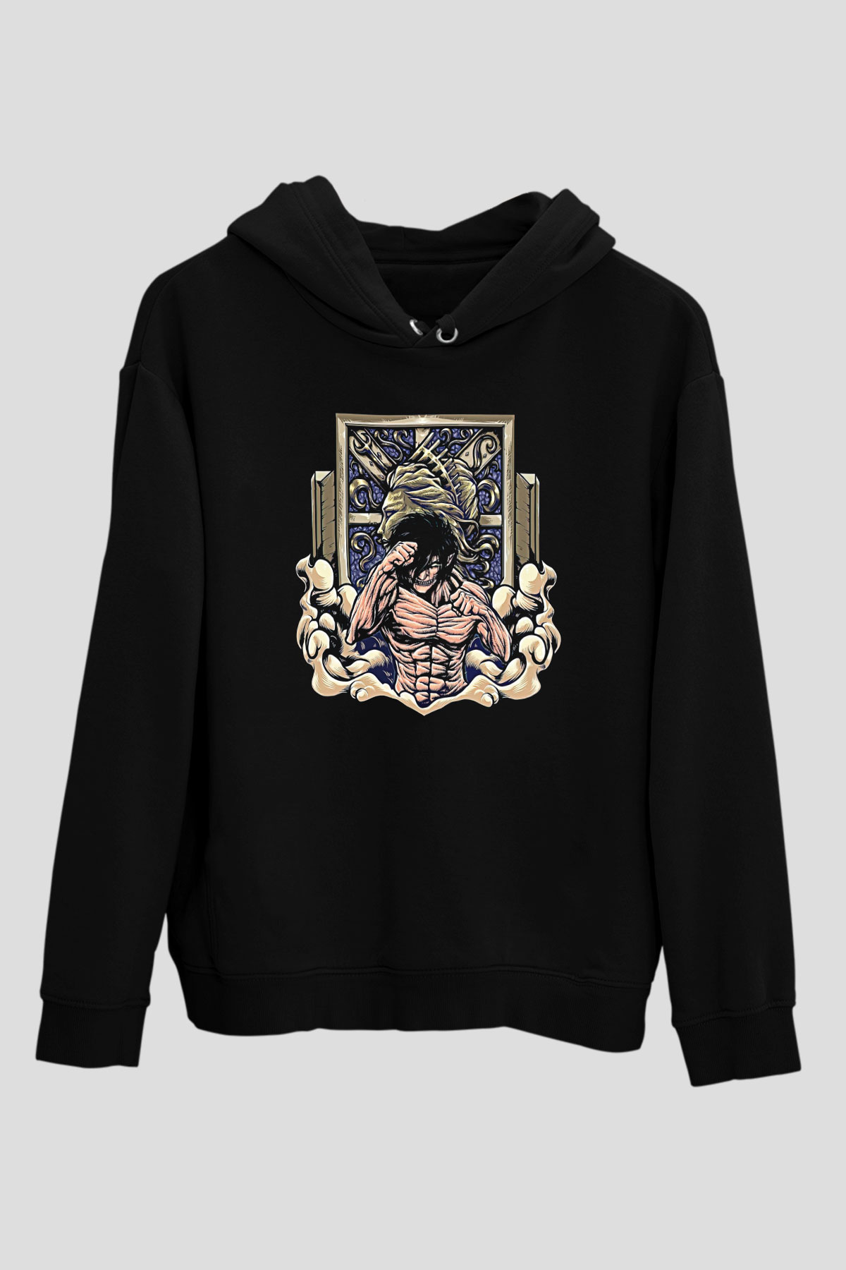 Eren Jaeger Baskılı Unisex Siyah Hoodie