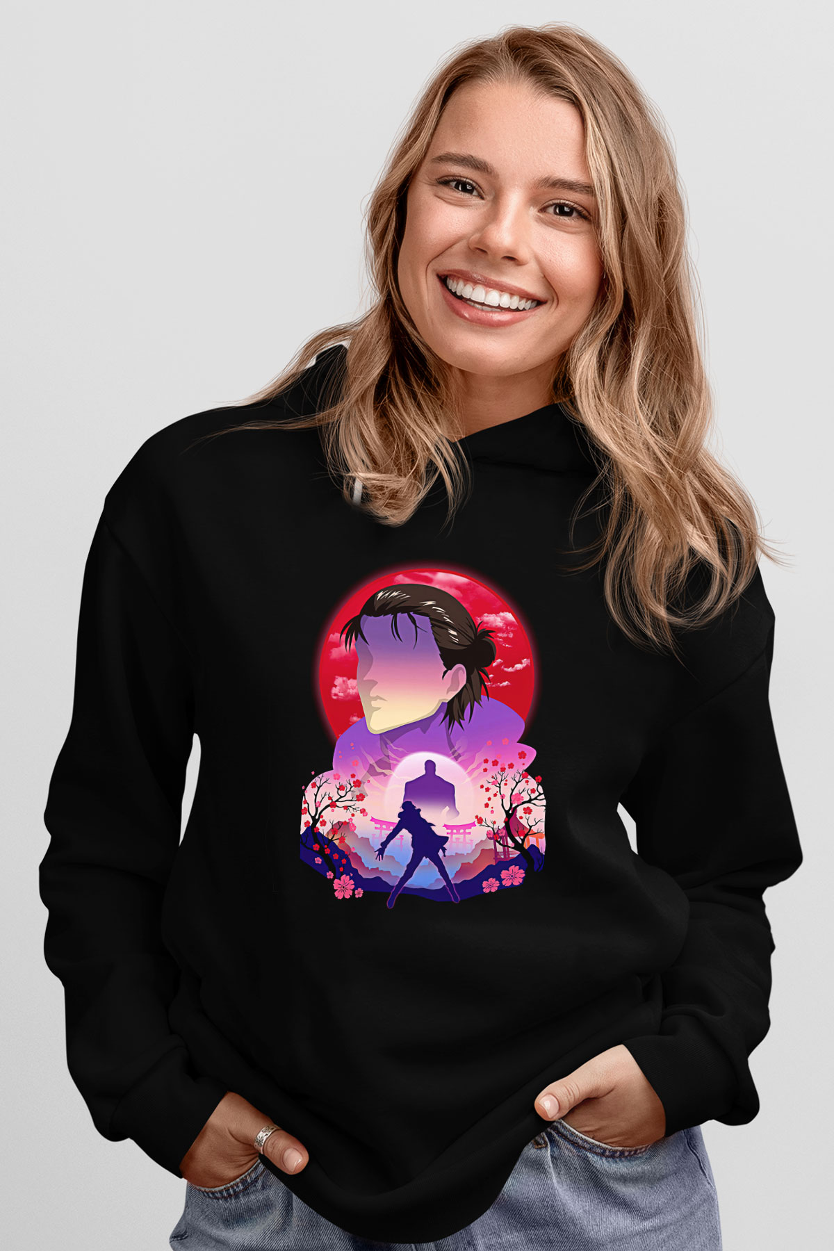 Eren Jaeger Baskılı Unisex Siyah Hoodie