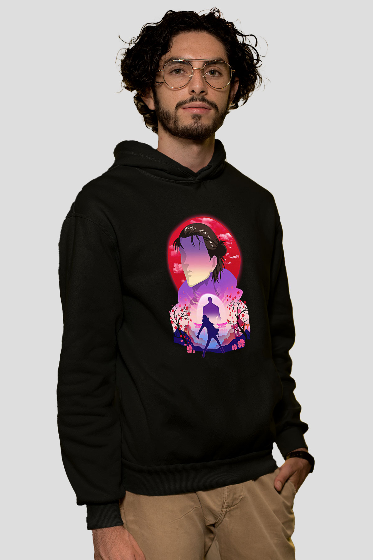Eren Jaeger Baskılı Unisex Siyah Hoodie