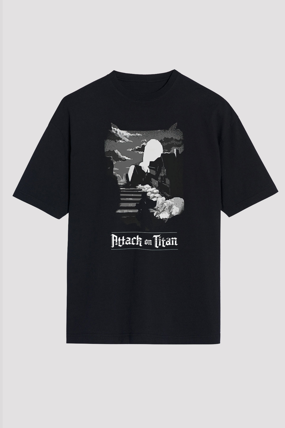 Eren Jaeger Baskılı Unisex Siyah Oversize Tişört - Tshirt