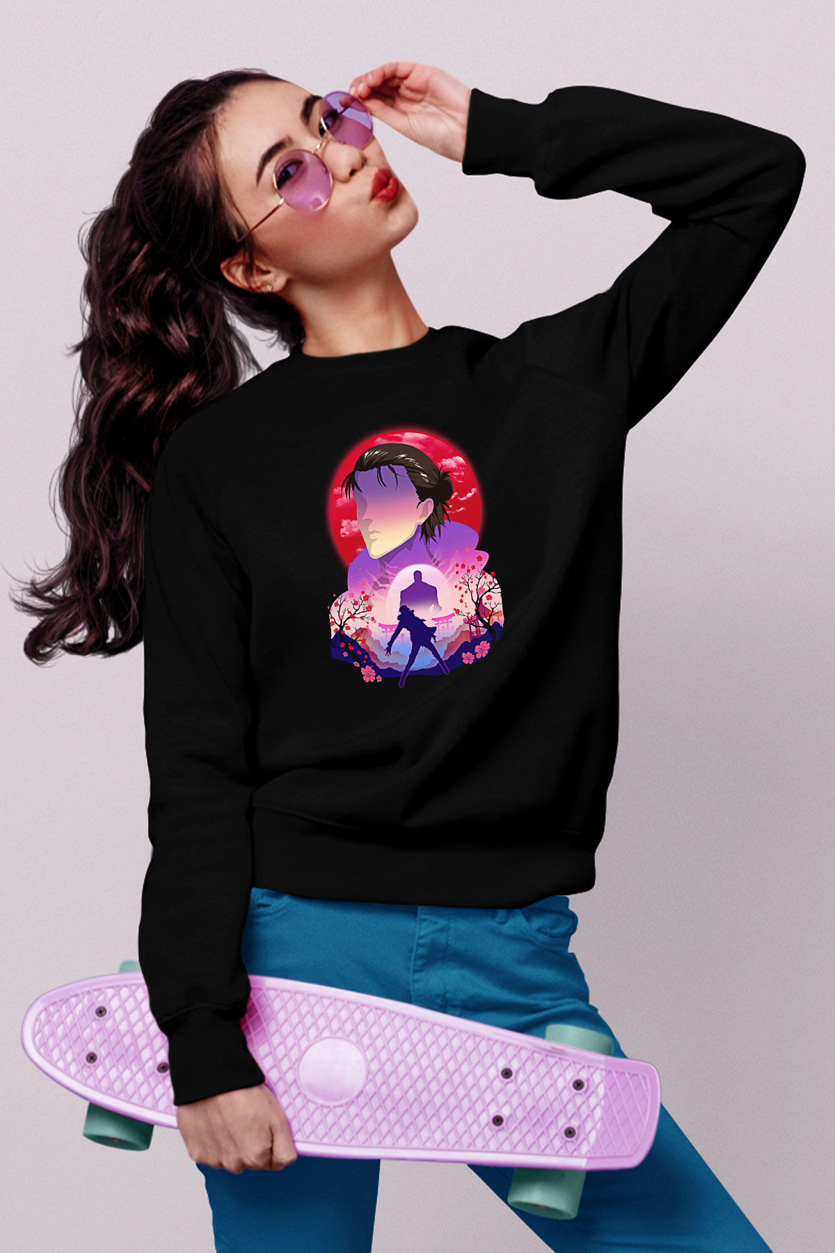 Eren Jaeger Baskılı Unisex Siyah Sweatshirt