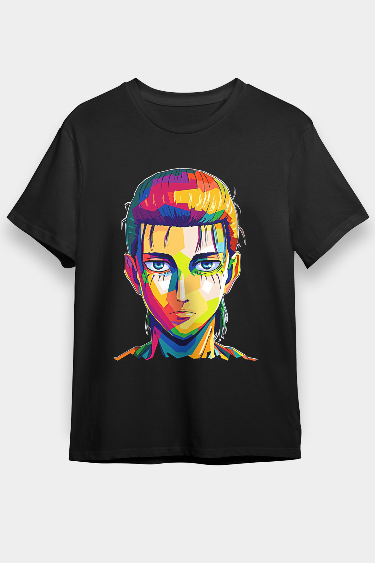 Eren Jaeger Baskılı Unisex Siyah Tişört - Tshirt