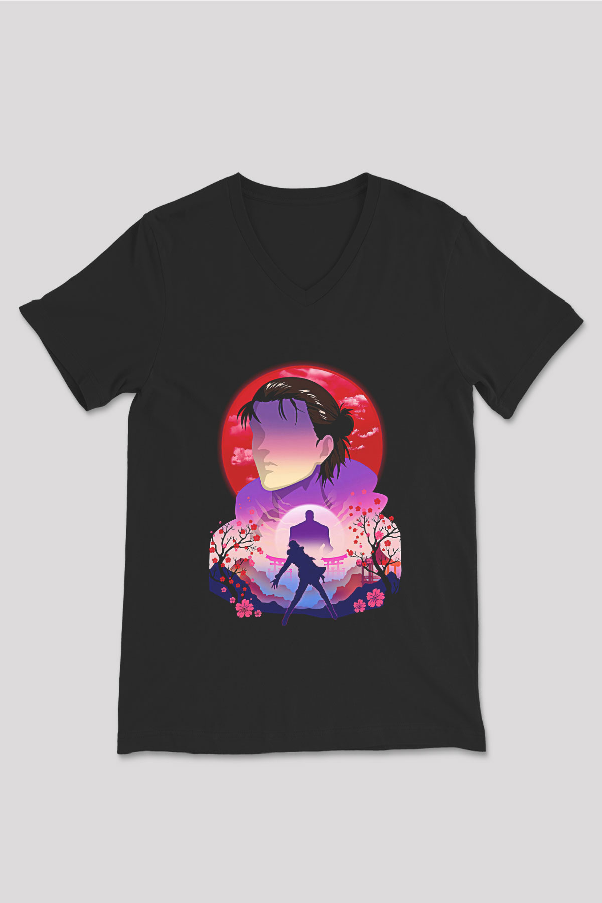 Eren Jaeger Baskılı Unisex Siyah V Yaka Tişört - Tshirt