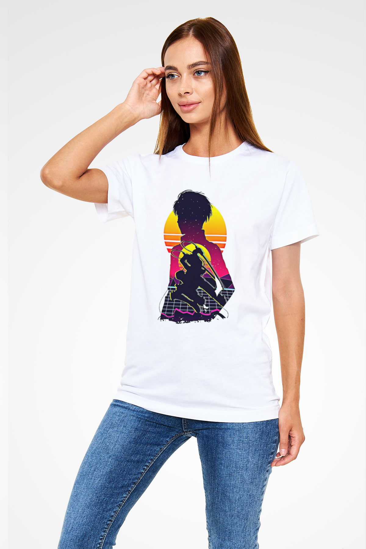 Eren Jaeger Unisex Baskılı Beyaz Tişört - Tshirt