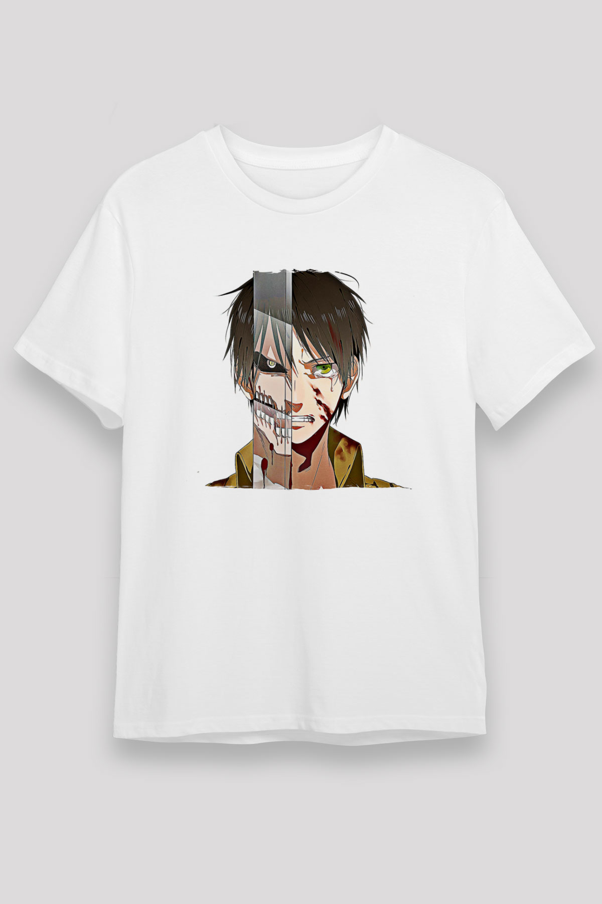 Eren Jaeger Unisex Baskılı Beyaz Tişört - Tshirt