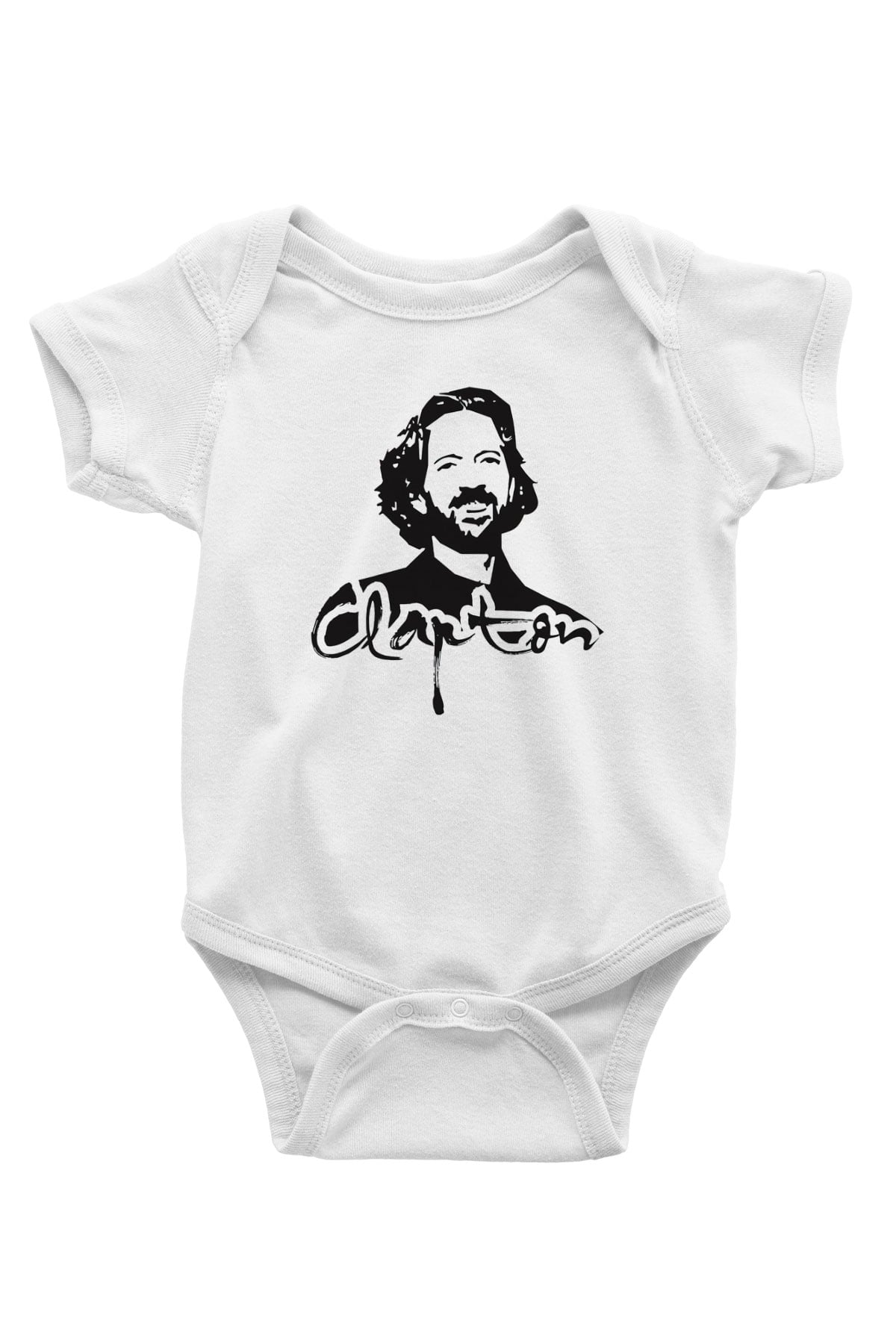 Eric Clapton Baskılı Beyaz Unisex Bebek Body - Zıbın