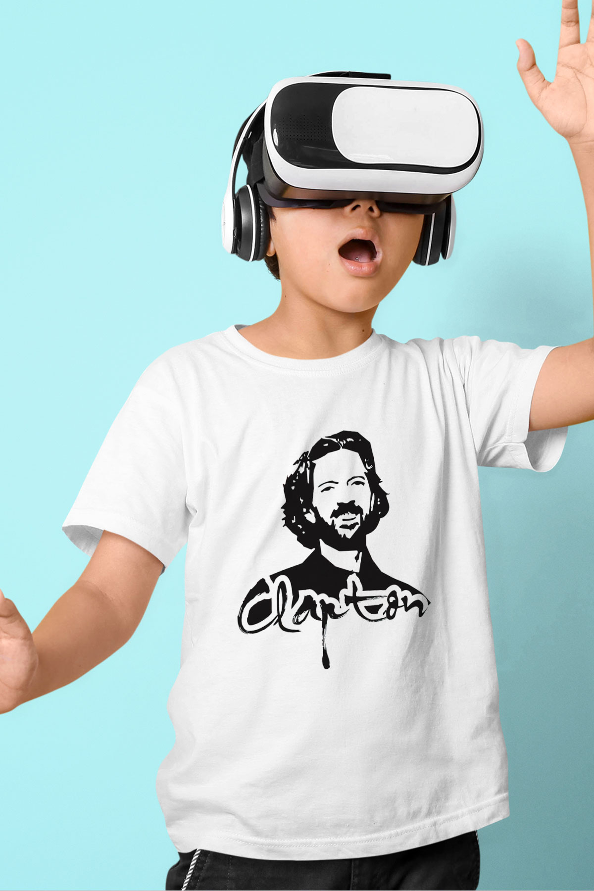Eric Clapton Baskılı Beyaz Unisex Çocuk Tişört