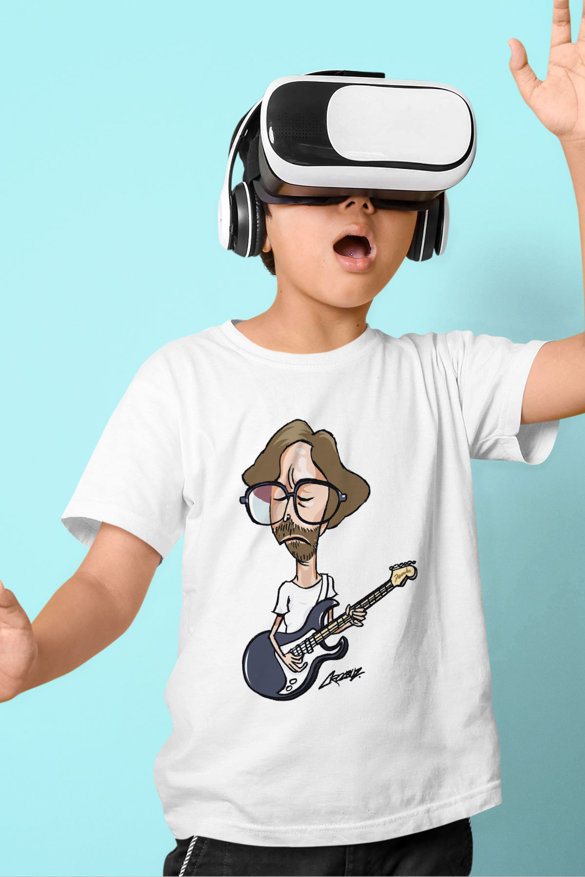 Eric Clapton Baskılı Beyaz Unisex Çocuk Tişört