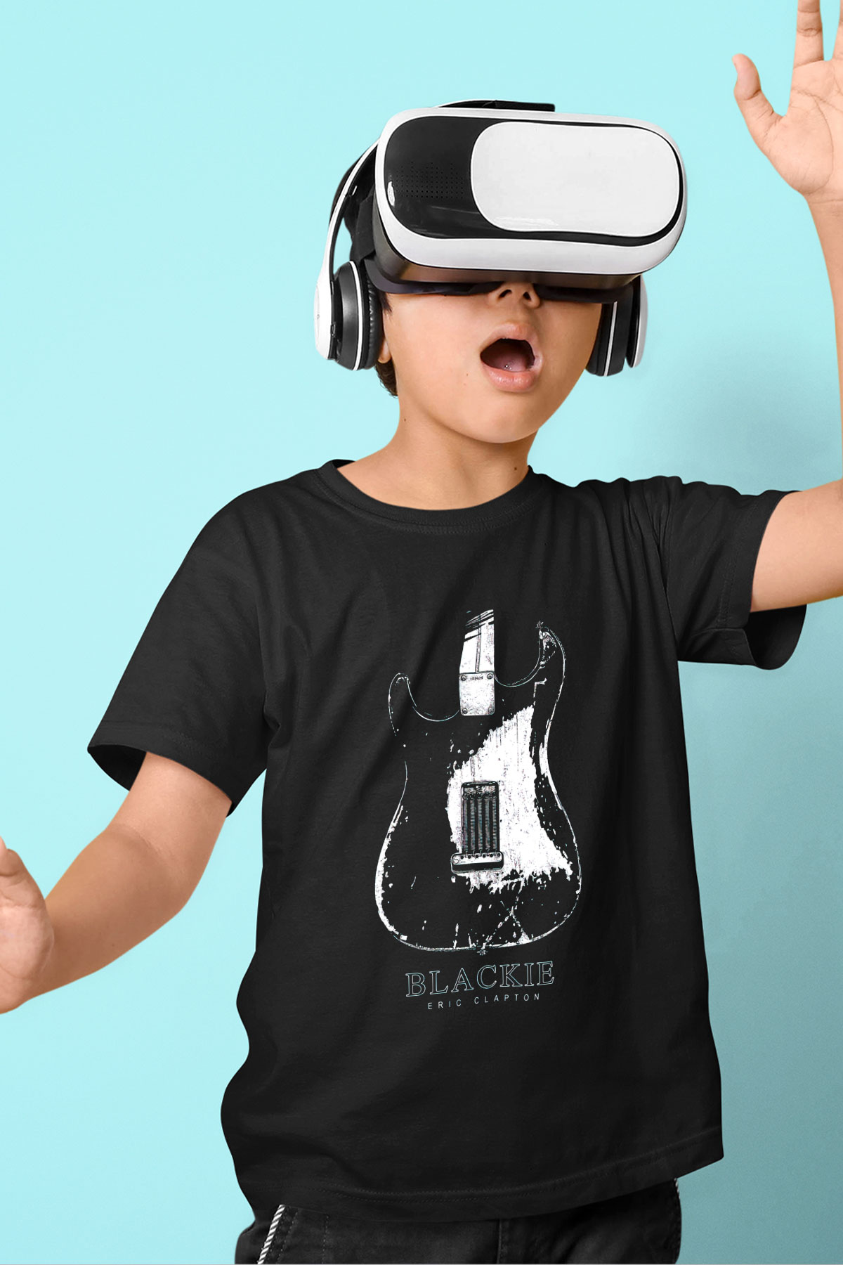 Eric Clapton Baskılı Siyah Unisex Çocuk Tişört