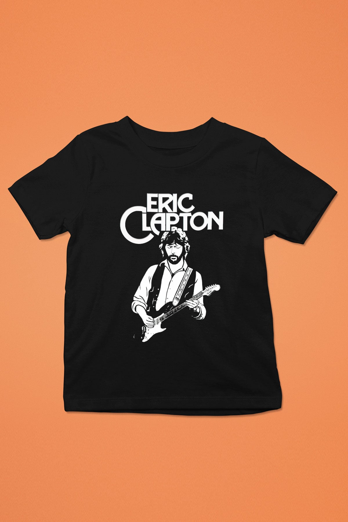 Eric Clapton Baskılı Siyah Unisex Çocuk Tişört
