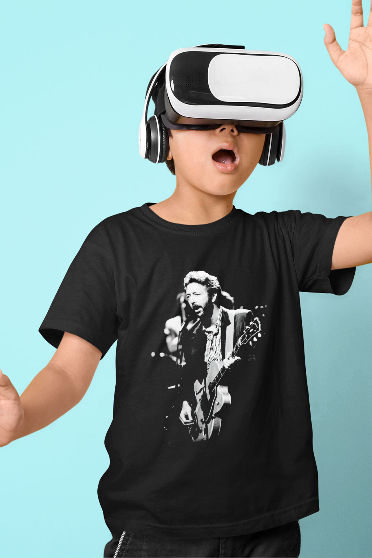 Eric Clapton Baskılı Siyah Unisex Çocuk Tişört