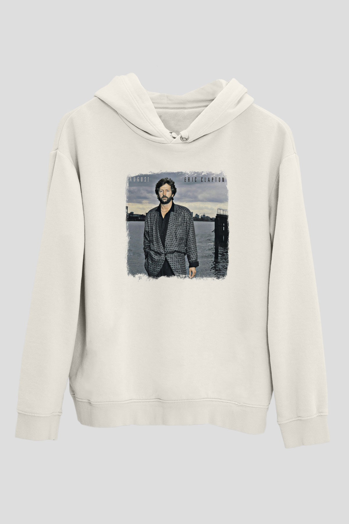 Eric Clapton Baskılı Unisex Beyaz Hoodie