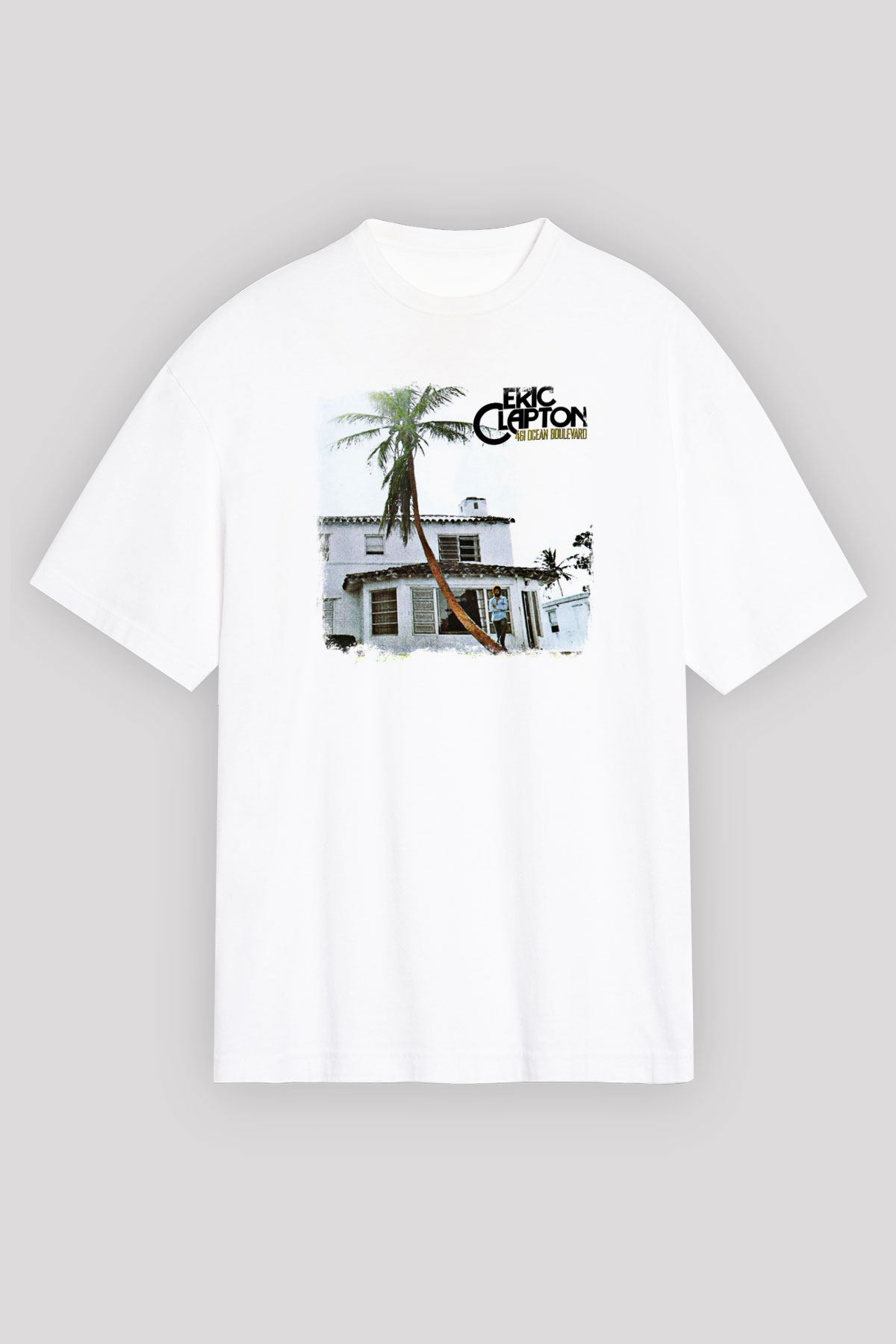 Eric Clapton Baskılı Unisex Beyaz Oversize Tişört