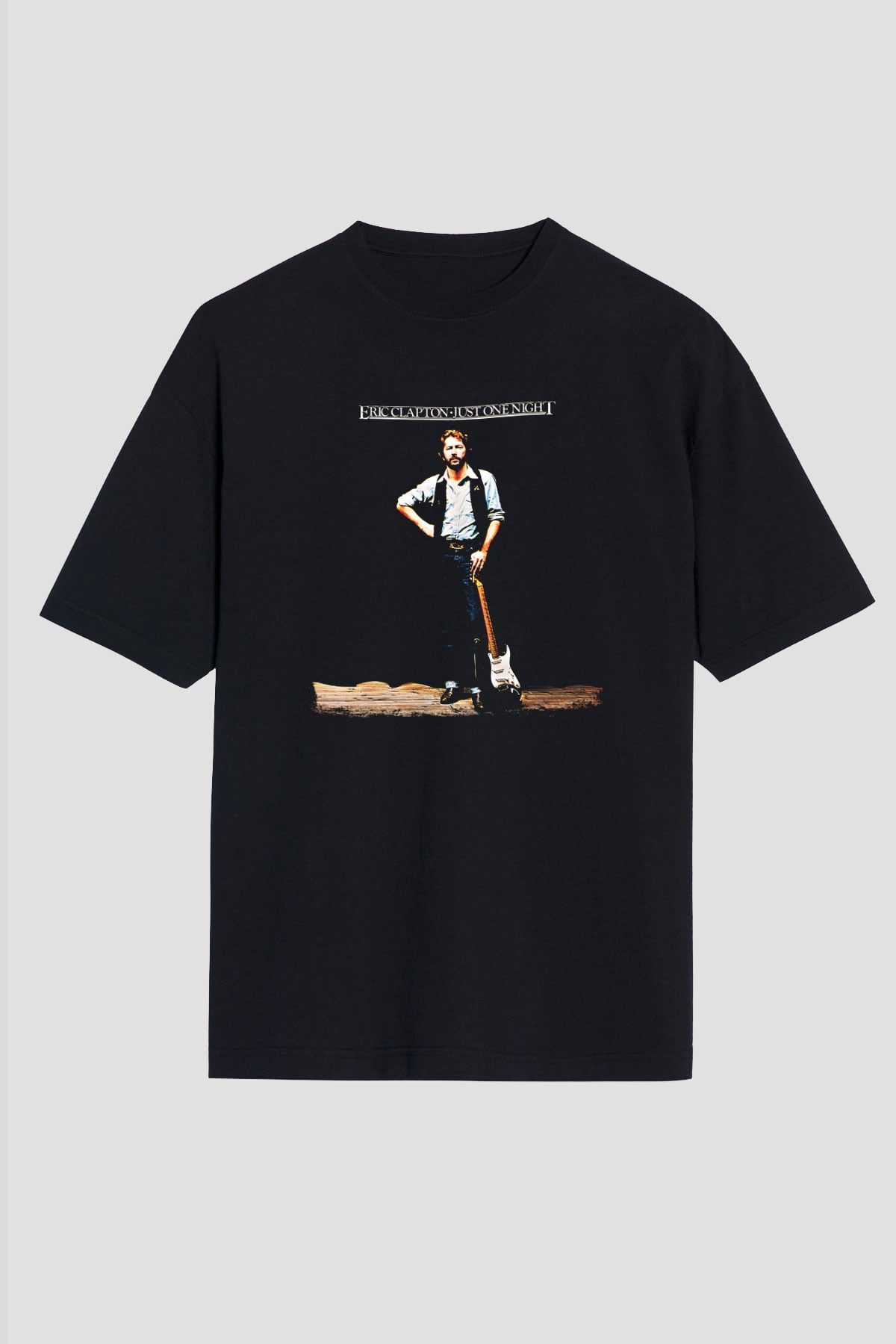 Eric Clapton Baskılı Unisex Siyah Oversize Tişört
