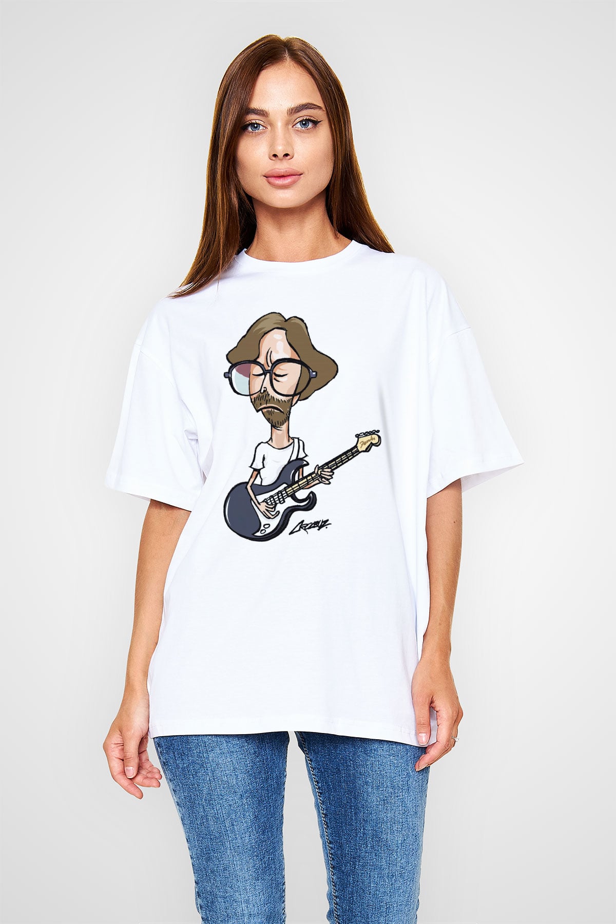 Eric Clapton Beyaz Unisex Oversize Tişört T-Shirt