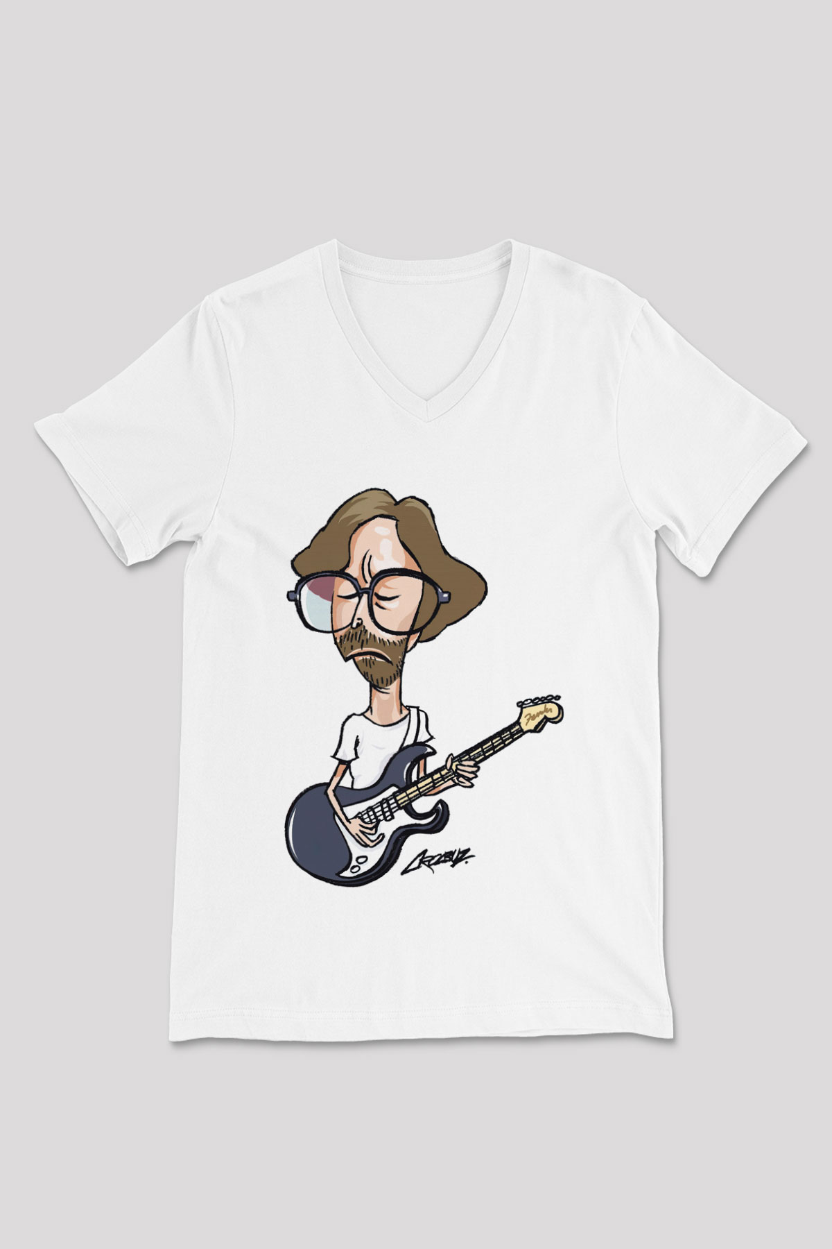 Eric Clapton Beyaz Unisex V Yaka Tişört T-Shirt