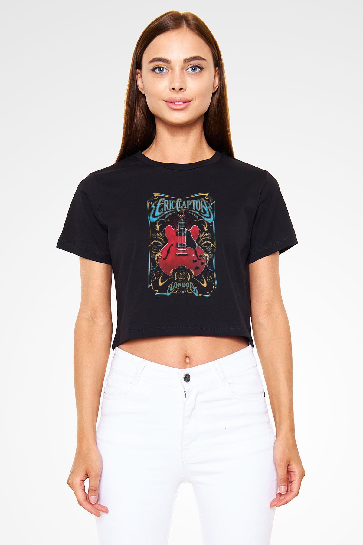 Eric Clapton Siyah  Crop Top Tişört