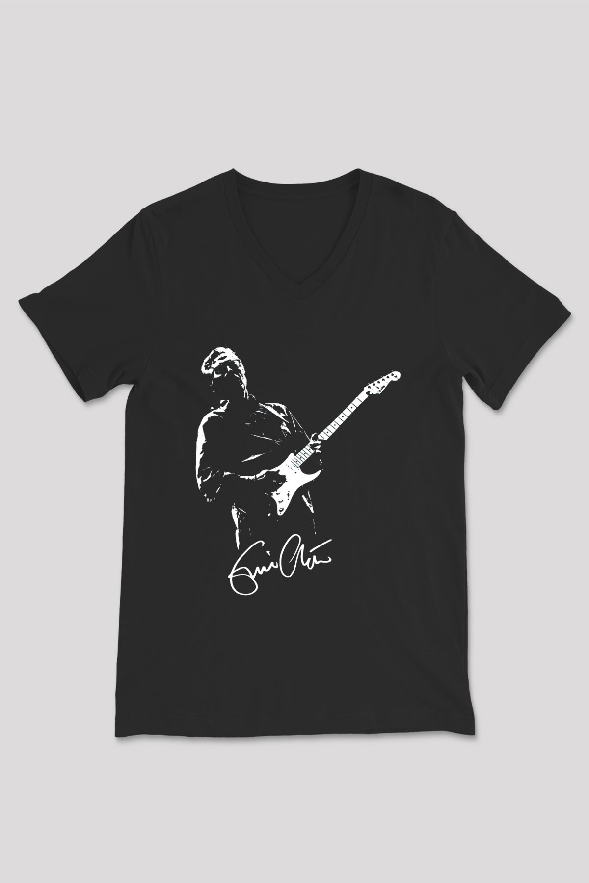Eric Clapton Siyah Unisex V Yaka Tişört