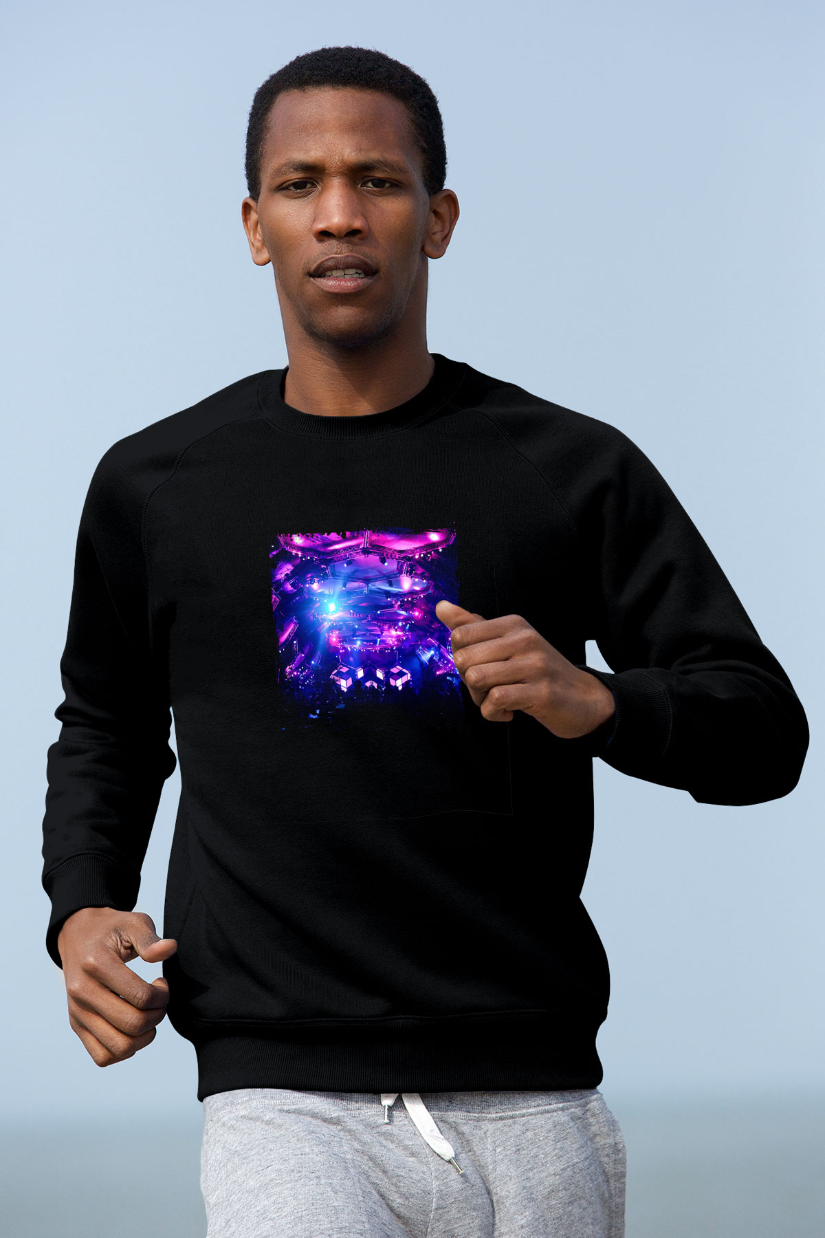 Eric Prydz Baskılı Unisex Siyah Sweatshirt
