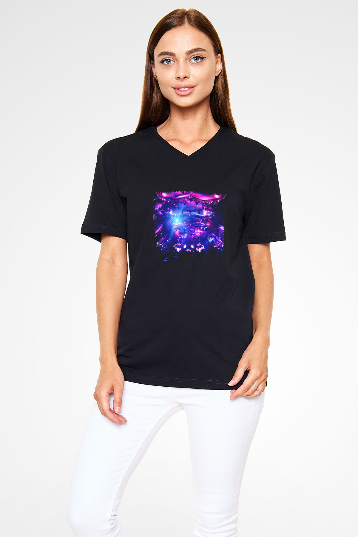 Eric Prydz Baskılı Unisex Siyah V Yaka Tişört
