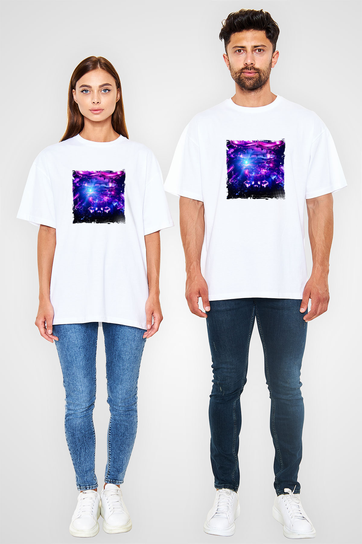 Eric PrydzBaskılı Beyaz Oversize Tişört