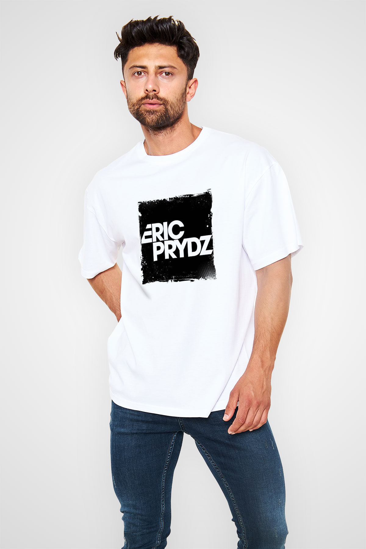 Eric PrydzBaskılı Beyaz Oversize Tişört
