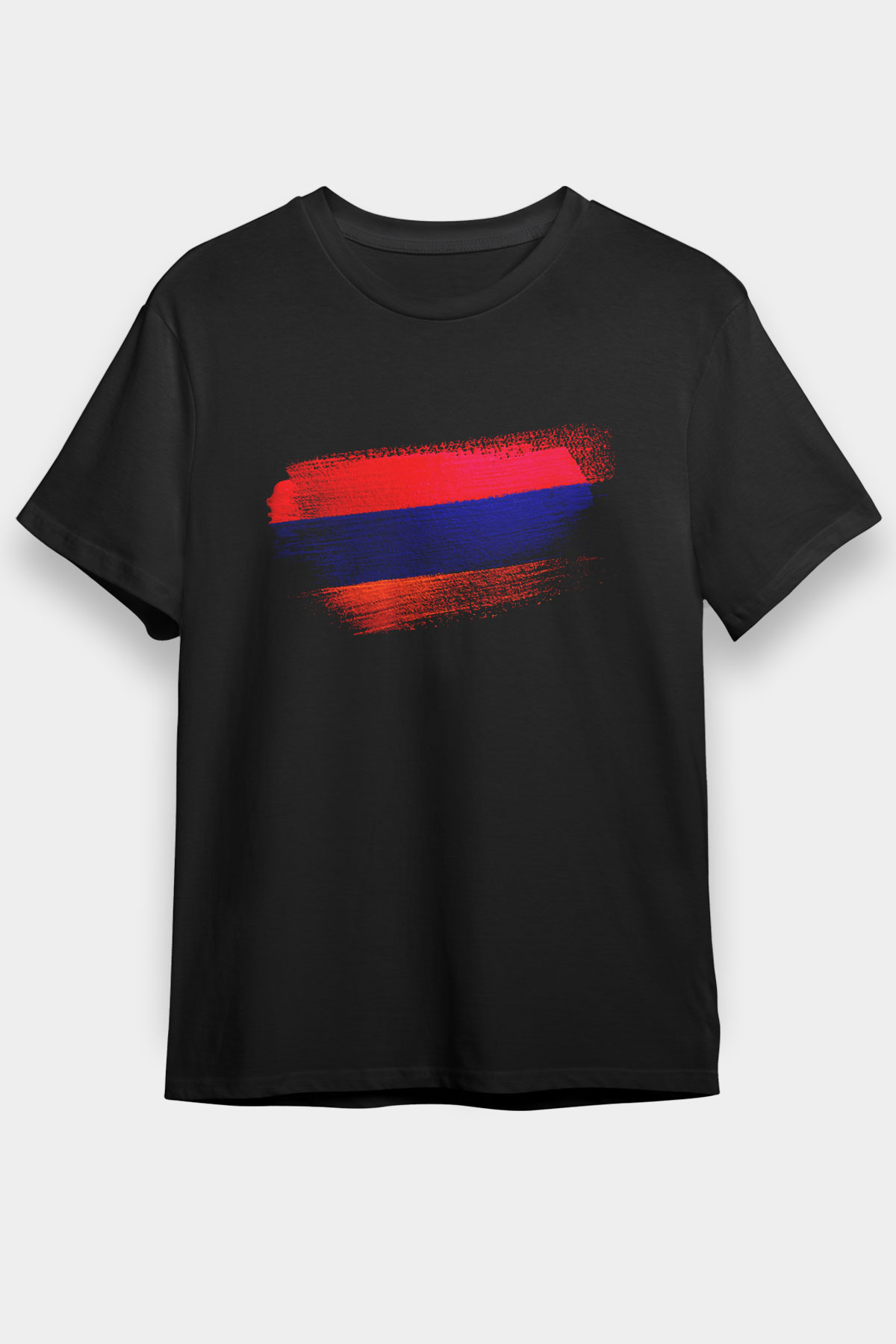 Ermenistan - Armenia Bayrağı Baskılı Unisex Siyah Tişört