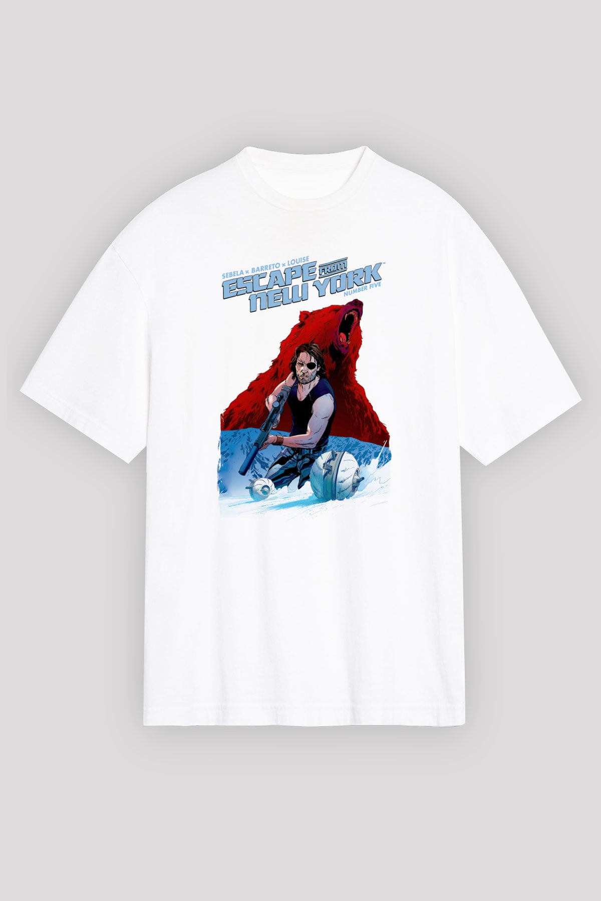 Escape from New York Beyaz Oversize Tişört