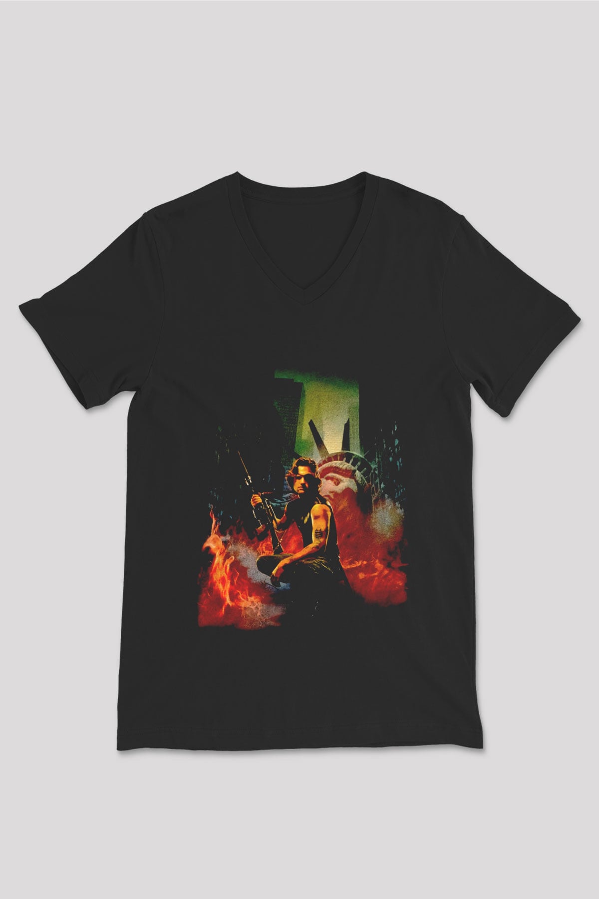Escape from New York Siyah Unisex  V Yaka Tişört