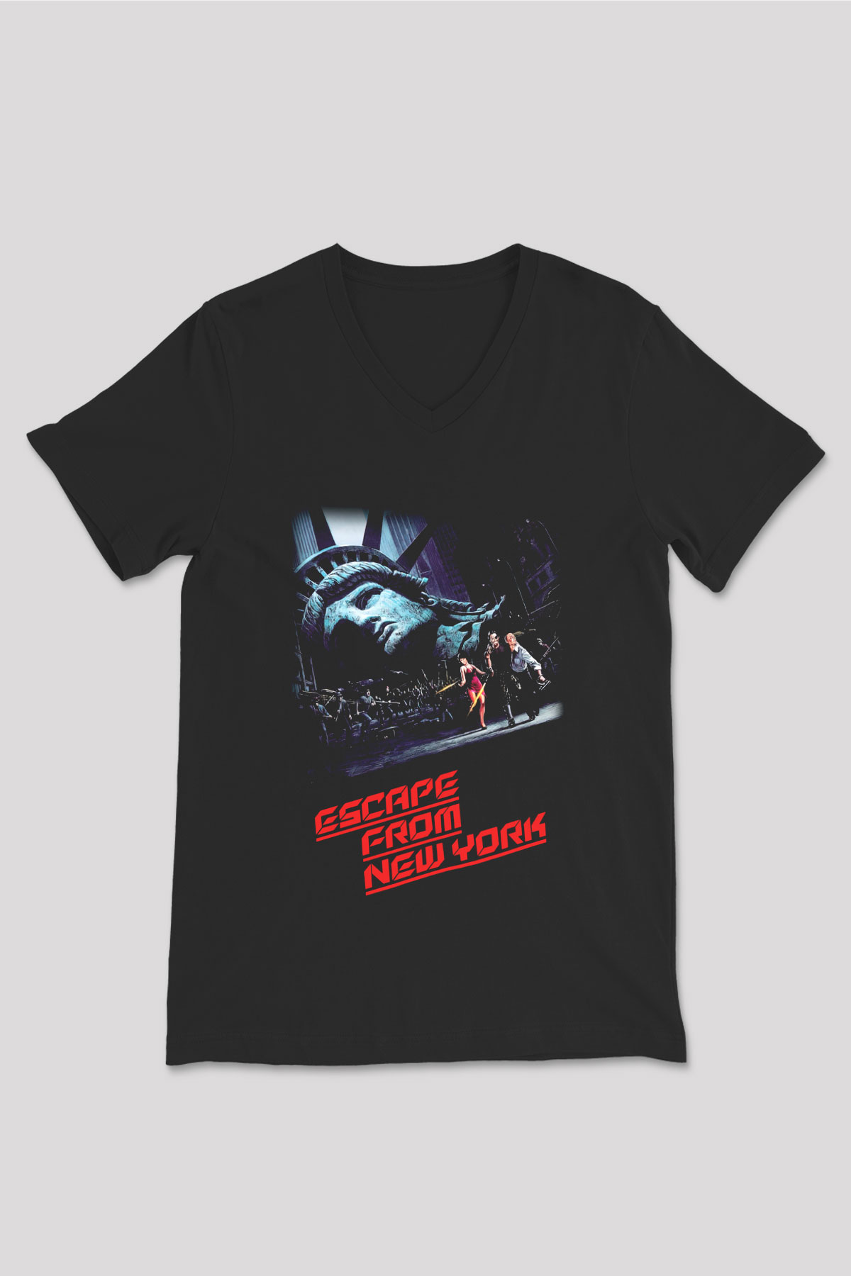 Escape from New York Siyah Unisex V Yaka Tişört