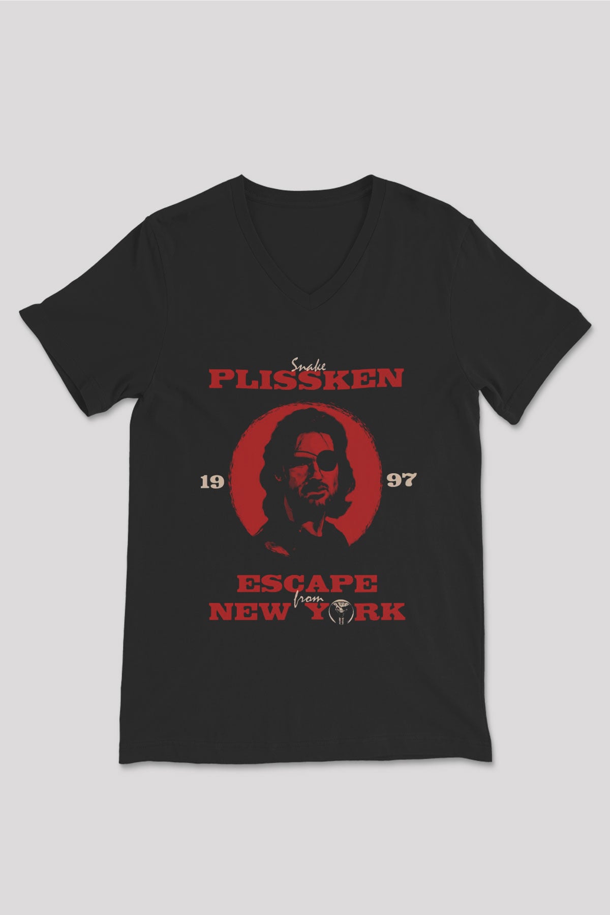 Escape from New York Siyah Unisex  V Yaka Tişört