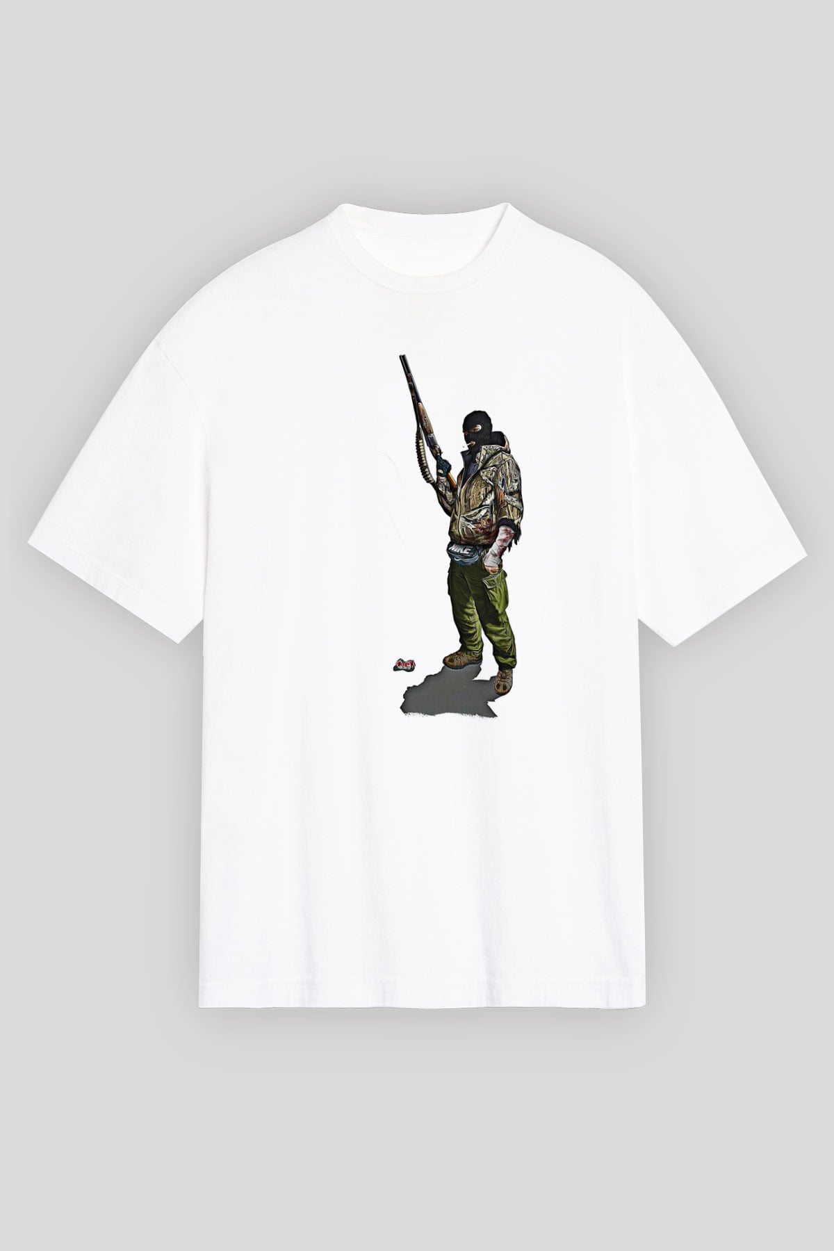 Escape From Tarkov Baskılı Beyaz Unisex Oversize Tişört - Tshirt