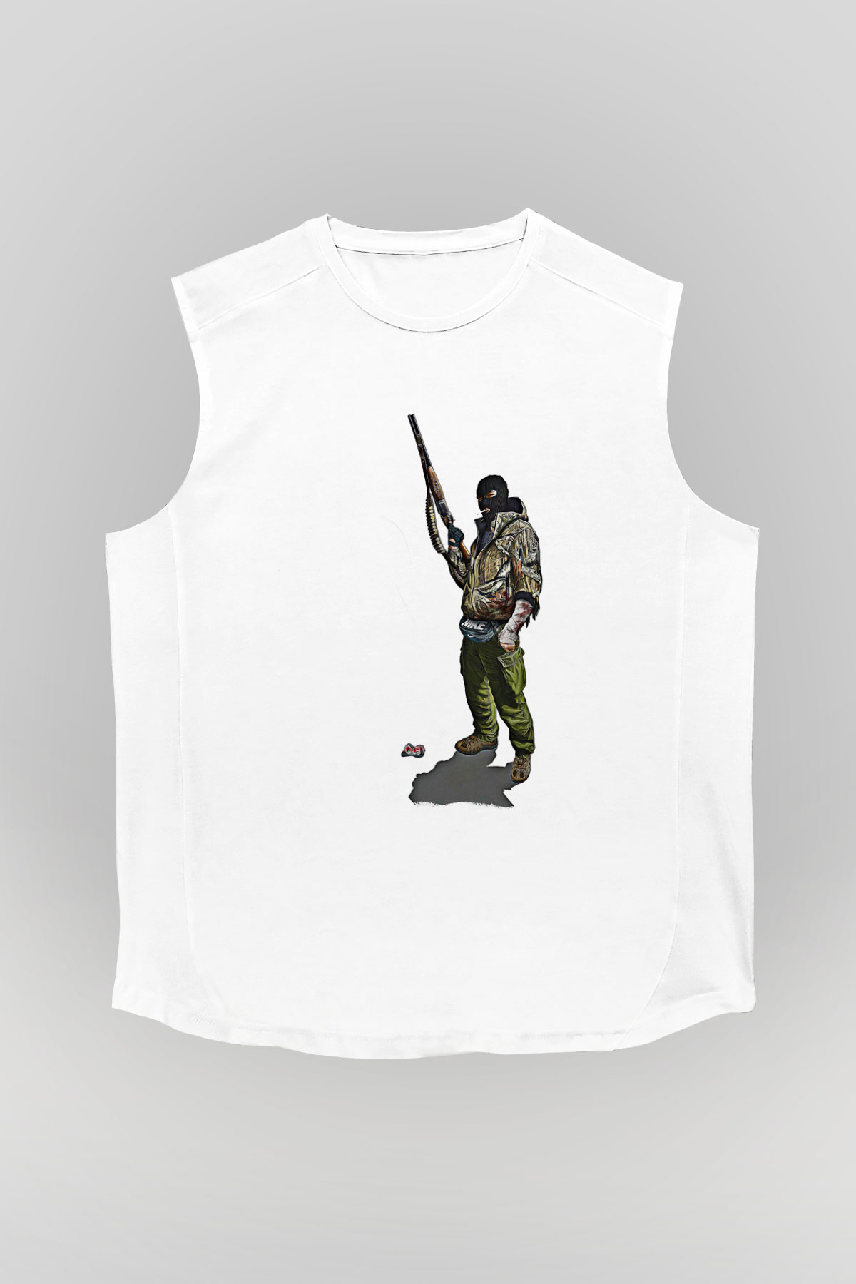 Escape From Tarkov Baskılı Beyaz Unisex Kolsuz Tişört - Tshirt