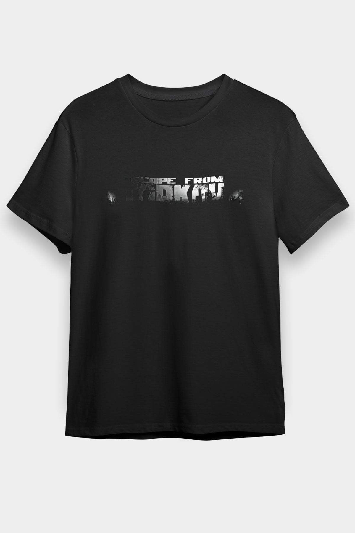 Escape From Tarkov Baskılı Unisex Siyah Tişört - Tshirt