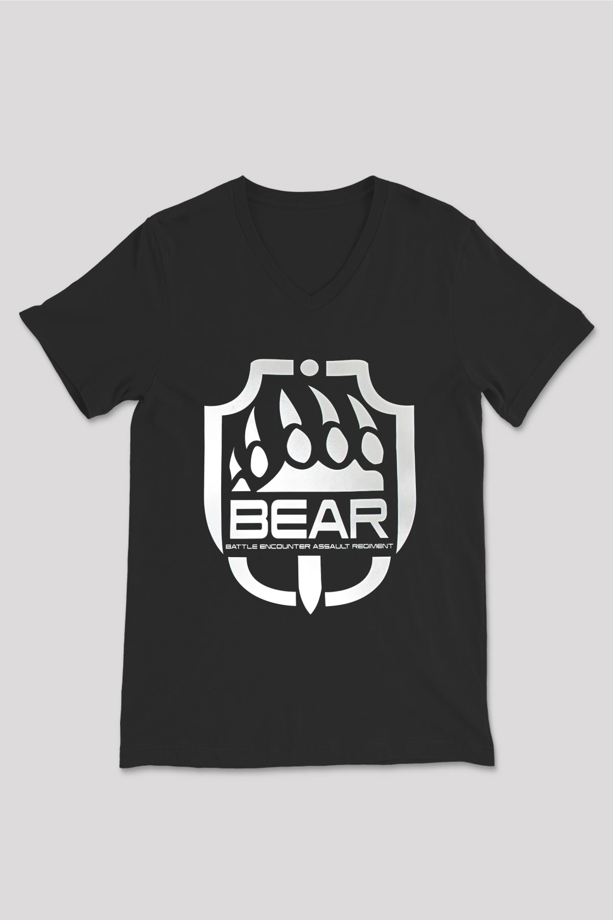 Escape From Tarkov Baskılı Unisex Siyah V Yaka Tişört - Tshirt