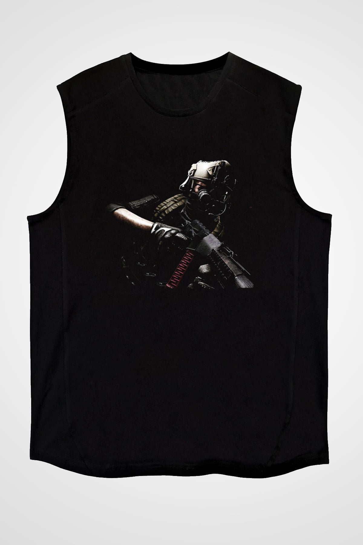 Escape From Tarkov Baskılı Unisex Siyah Kolsuz Tişört - Tshirt