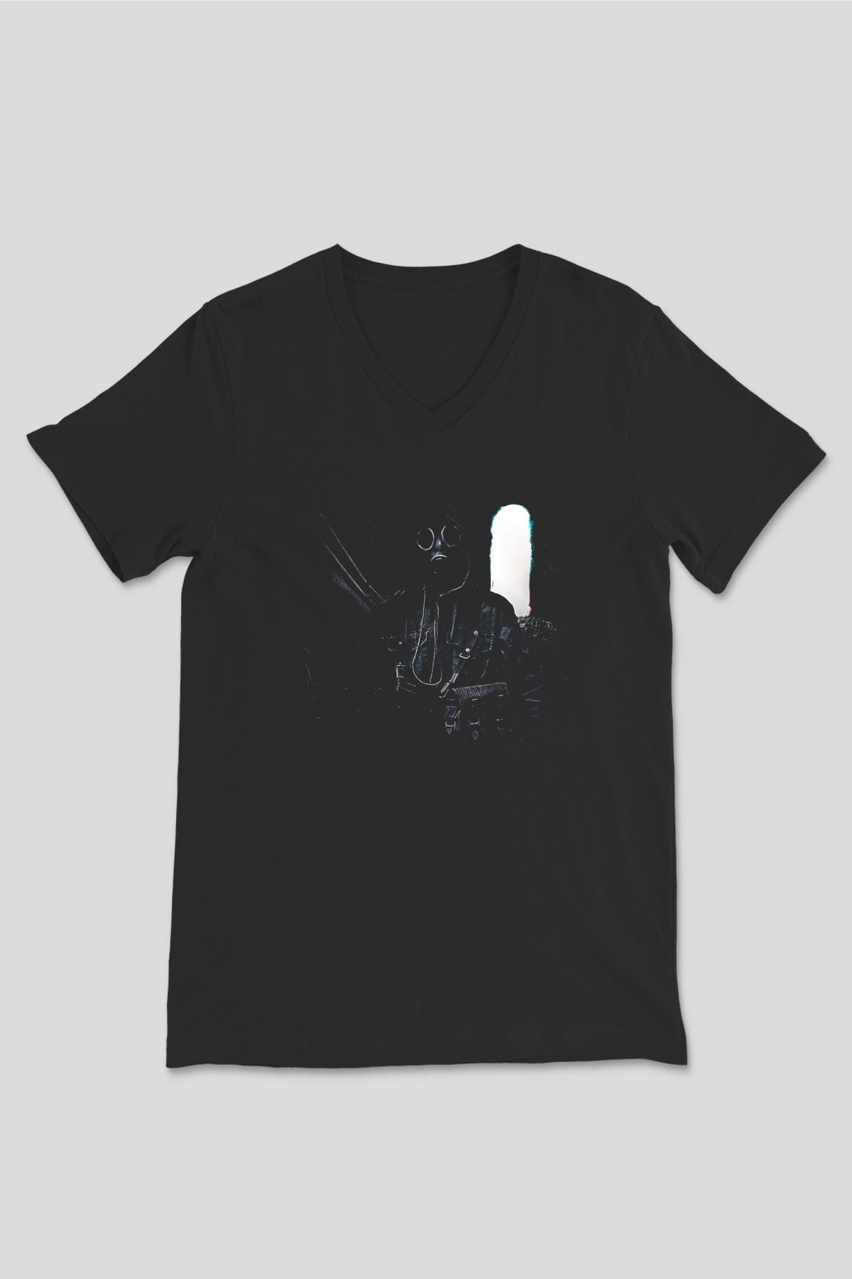 Escape From Tarkov Baskılı Unisex Siyah V Yaka Tişört - Tshirt
