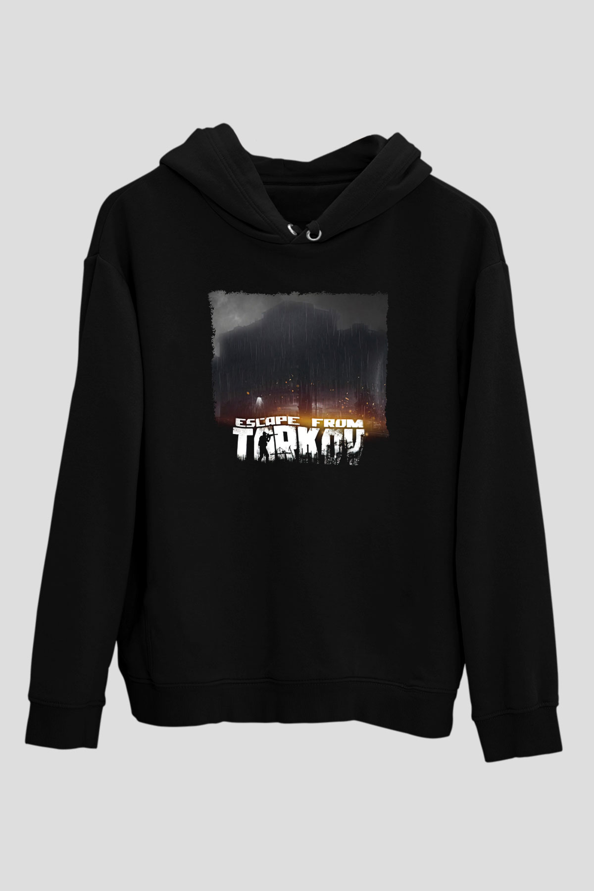 Escape From Tarkov Baskılı Unisex Siyah Kapüşonlu Sweatshirt
