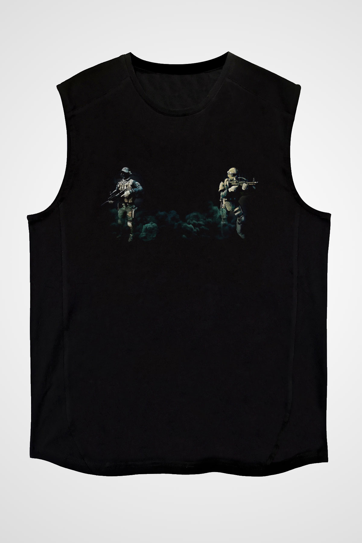 Escape From Tarkov Baskılı Unisex Siyah Kolsuz Tişört - Tshirt