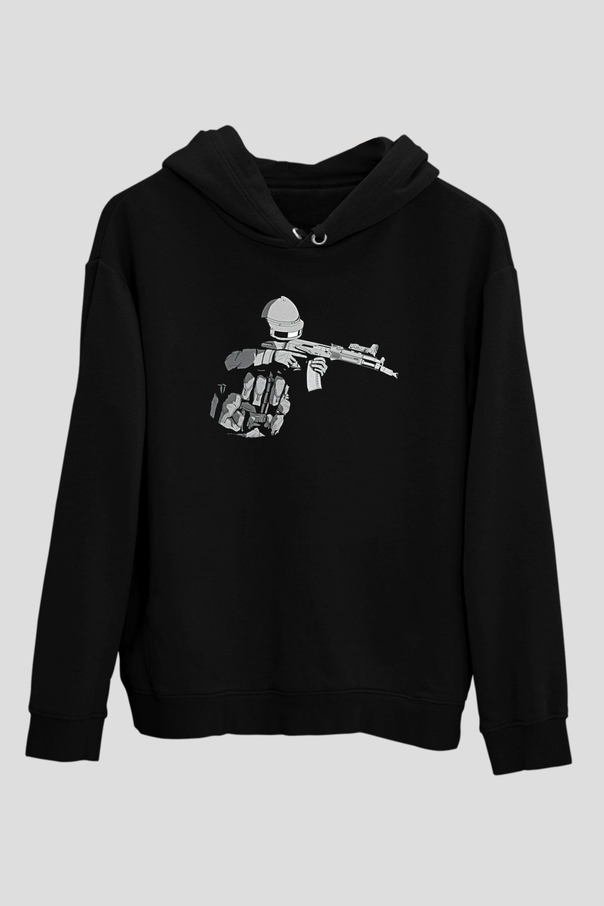 Escape From Tarkov Baskılı Unisex Siyah Kapüşonlu Sweatshirt