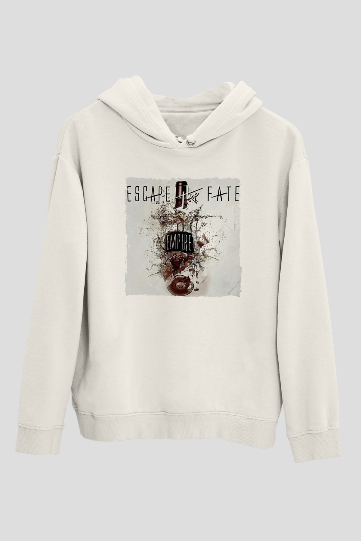 Escape the fate Baskılı Beyaz Unisex Kapüşonlu Sweatshirt